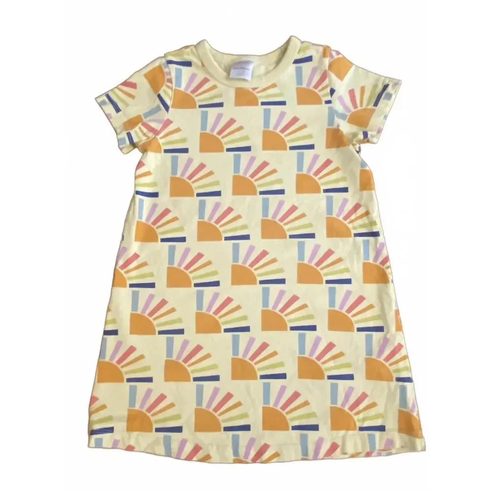 Unisex Kids' Short Sleeve Dress with Colorful Sun Pattern - Picture 2 of 8